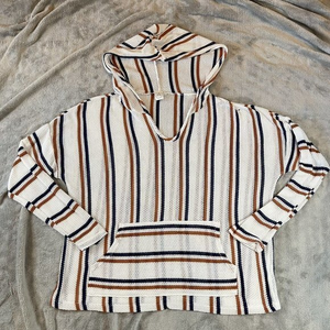 Paper Crane (Anthropologie) Pullover Womens Striped Baja Style Hoodie Size Small
